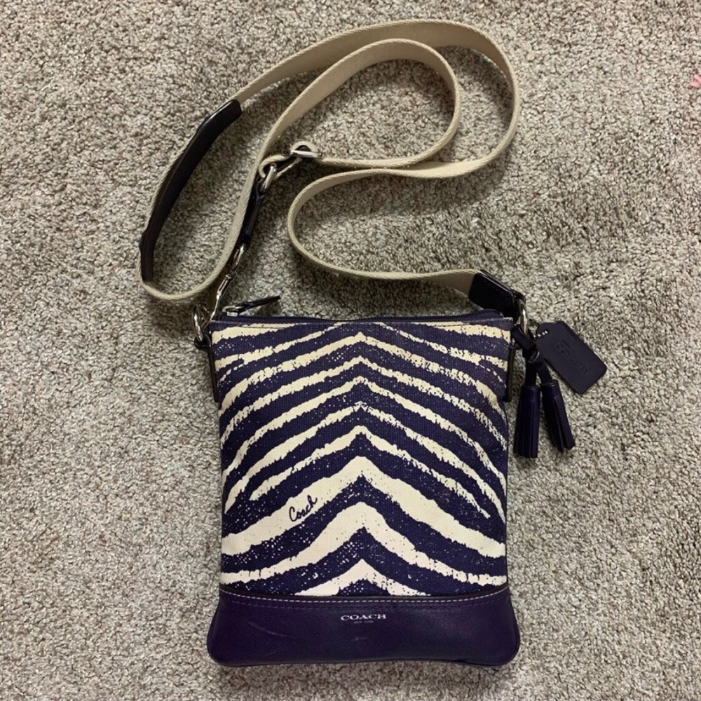 Cute Coach Purple and Cream Crossbody Bag